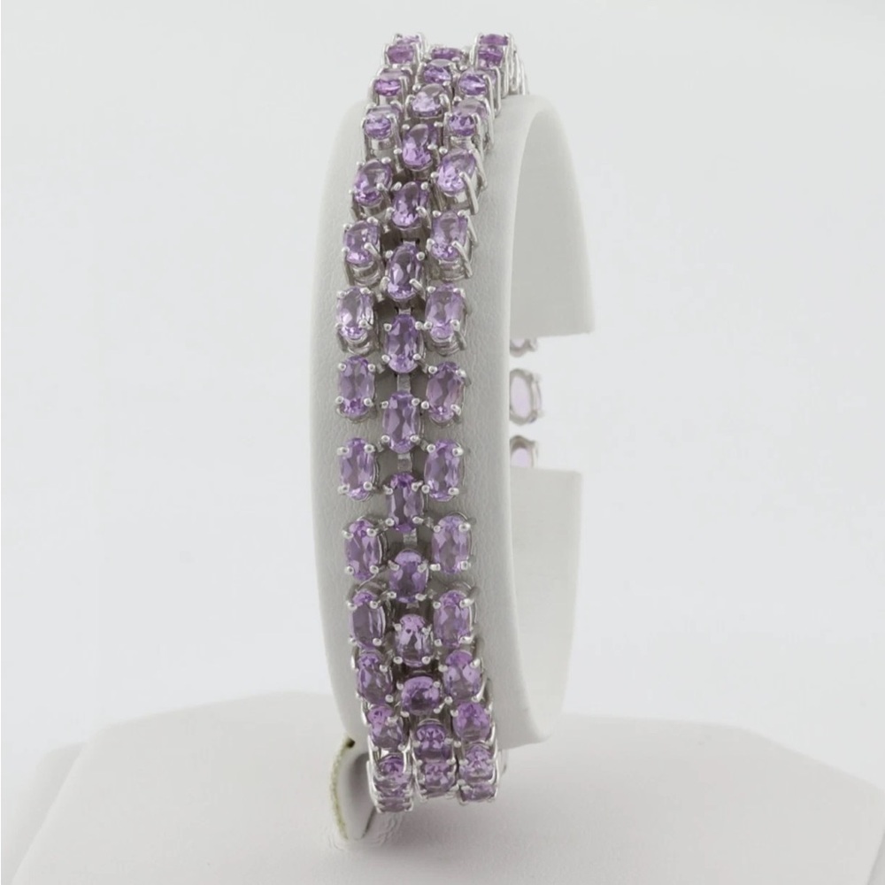 925 silver Amethyst 3row tennis bracelet